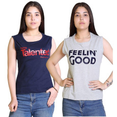 Women's Cotton Typography Print T-Shirt Buy 1 Get 1 Free